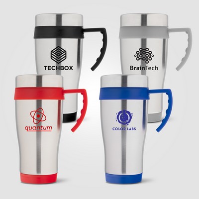 Legend Plus - 16 oz. Stainless Steel Travel Mug with Handle - Silkscreen